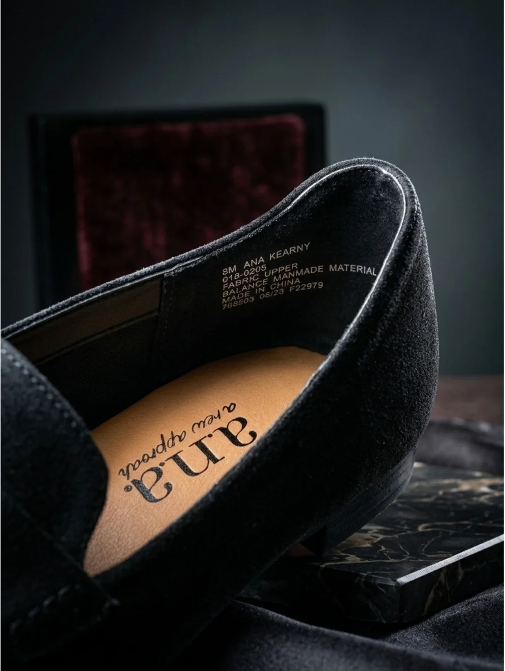 a.n.a Kearny Black Faux Suede Ankle Strap Ballet Flats Women's Size 8M